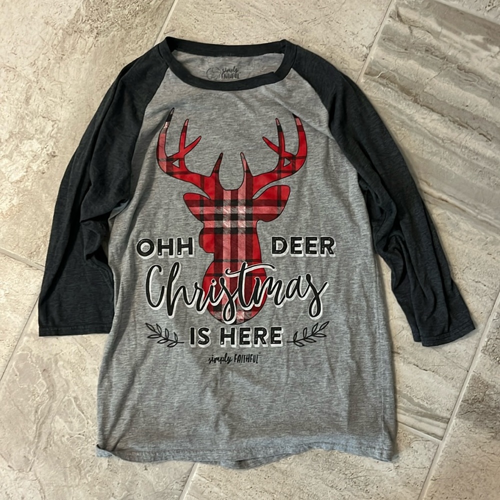 Simply Faithful Christmas baseball tee